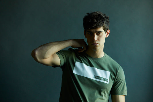 Olive Green Cotton Block Tee